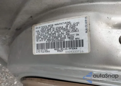 2001 Toyota Sienna Ce z USA, uszkodzony, nr VIN 4T3ZF19C61U359844